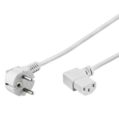 Pro Power cable C13 2x90° - Valkoinen - 2m