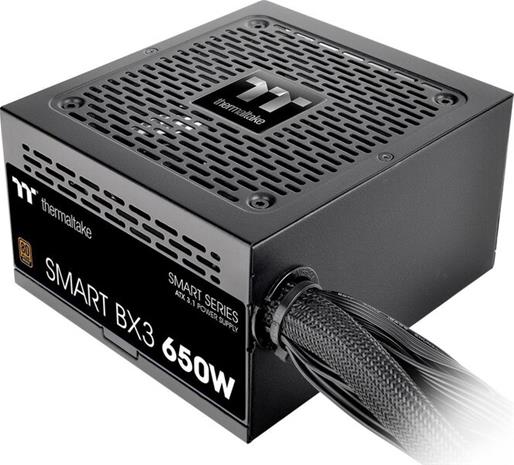 Thermaltake Smart BX3 650W Non Modular/Non Light/Full Range/Analog/80 Plus Bronze/EU/All Flat Cables -virtalähde, musta