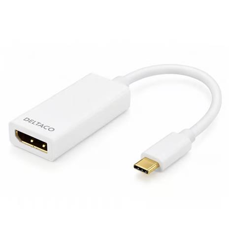 Deltaco Sovitin USB 3.1 - DP, Type C uros - DP naaras, 4K, UHD, valk. USBC