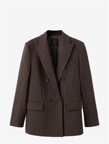Mango Double-Breasted Pinstripe Suit Jacket - Brown - XL – kuva 2/2