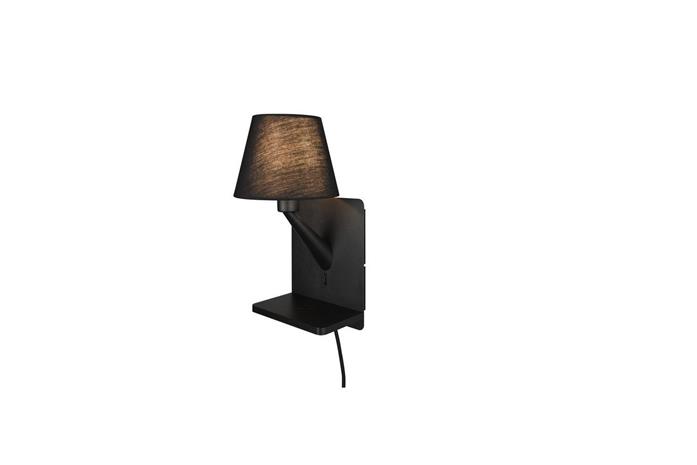 Comfort seinävalaisin, mattamusta, metalli, pistotulppa, E14 – kuva 2/2