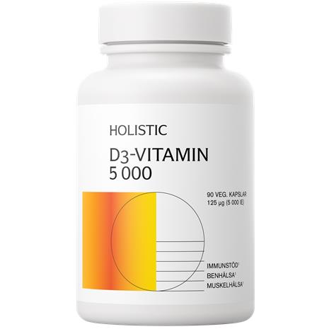 Holistic D3-vitamin 5000 IE 90 kapselia