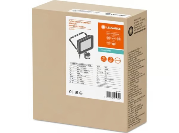 LEDVANCE floodlight compact value sensor 5000lm 50w 840 ip65