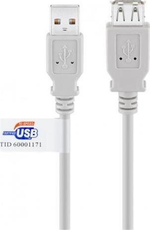 Pro USB 2.0 Hi-Speed extension cable with USB certificate Harmaa