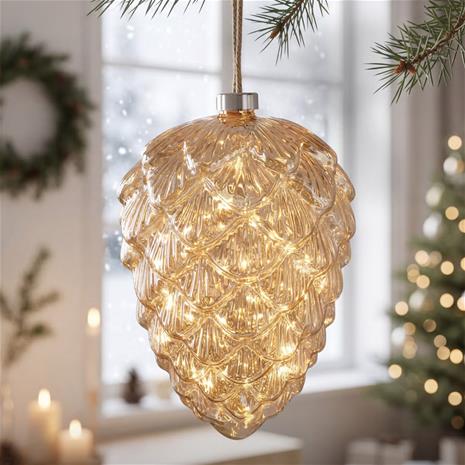 Valaistu käpykoriste, 20 cm, Northlight