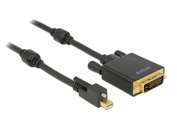 Delock 83726, mini DisplayPort 1.2 - DVI 4K Active, kaapeli 2m