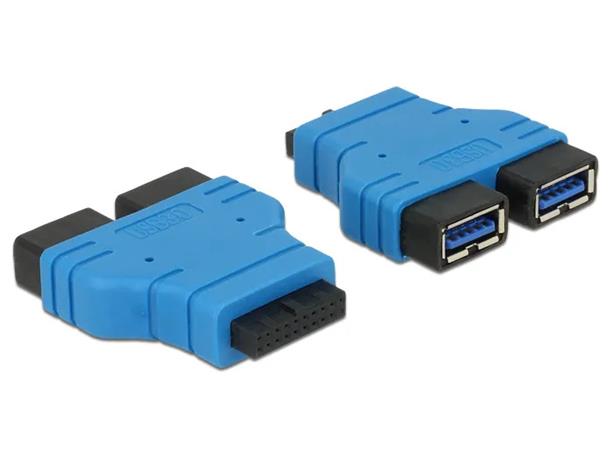 DeLOCK USB3.0/2xUSB3.0 2 x USB 3.0-A Musta, Sininen 65670
