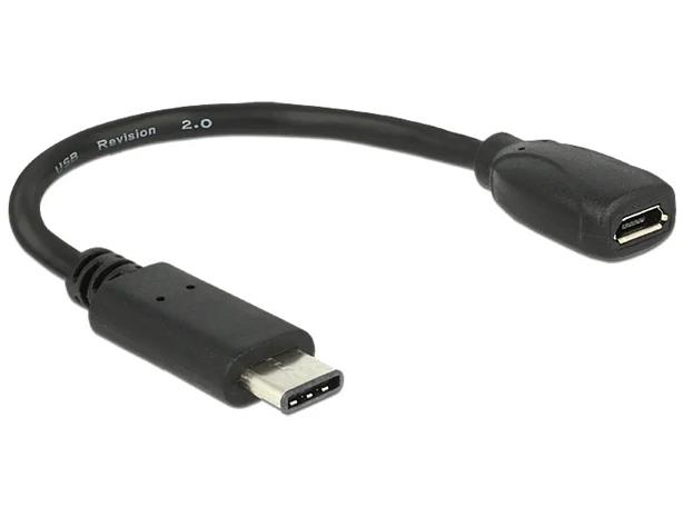DeLOCK 65578 USB-kaapeli USB 2.0 0,15 m USB C Micro-USB B 0,48 Gbit/s Musta 65578