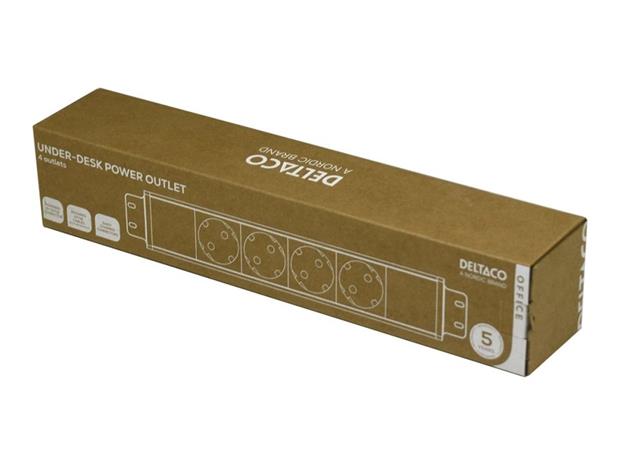 Deltaco Power Strip Under-Desk - 4 Outlets