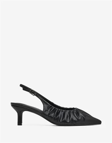 Nelly - Musta - Pointy Pleated Slingback