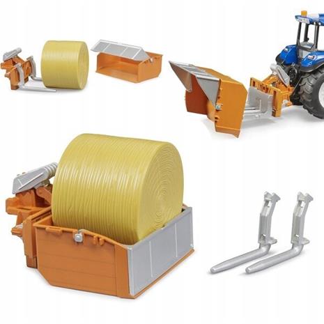 Bruder Accessories: Tractor loading box forks+1round bale
