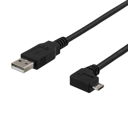 Deltaco USB-A to Micro USB, left-tilted, 2m, black USB-3 – kuva 2/2