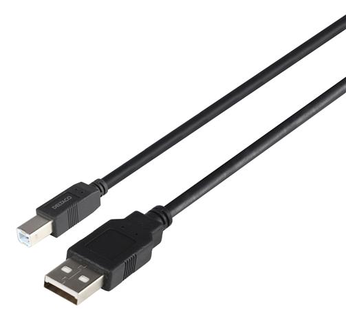 Deltaco USB 2.0 cable Typ A - Typ B, 1m, black USB-2