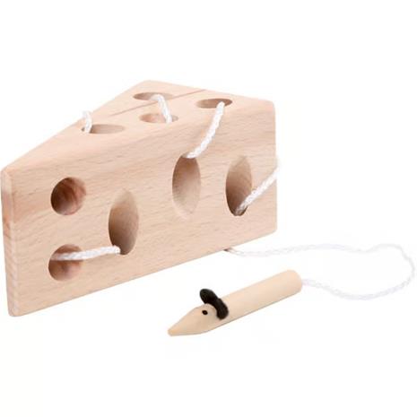 Small Foot - Cheese and Mouse Wooden Threading Gam