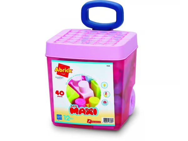 Ecoiffier Pink trolley bricks 40 pieces