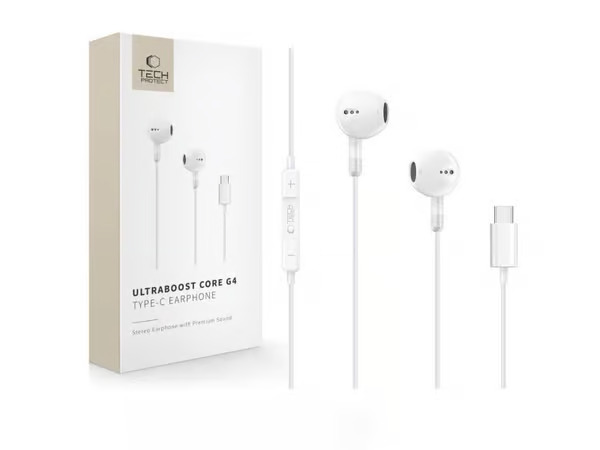 Tech-Protect Ultraboost Core G4 USB-C Wired Headphones - White