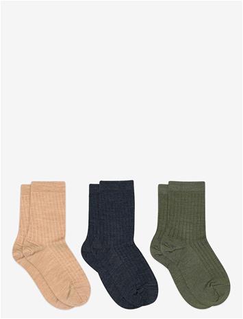 MP DENMARK Wool Rib Socks - 3-Pack - CAMEL MELANGE - 33/36 – kuva 1/1