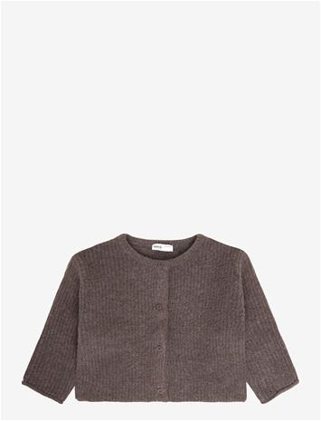 MANGO Ribbed Knitted Cardigan - BROWN - 104 – kuva 1/1