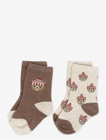 MANGO 2-Pack Teddy Bear Print Socks - BROWN - 104 – kuva 1/1