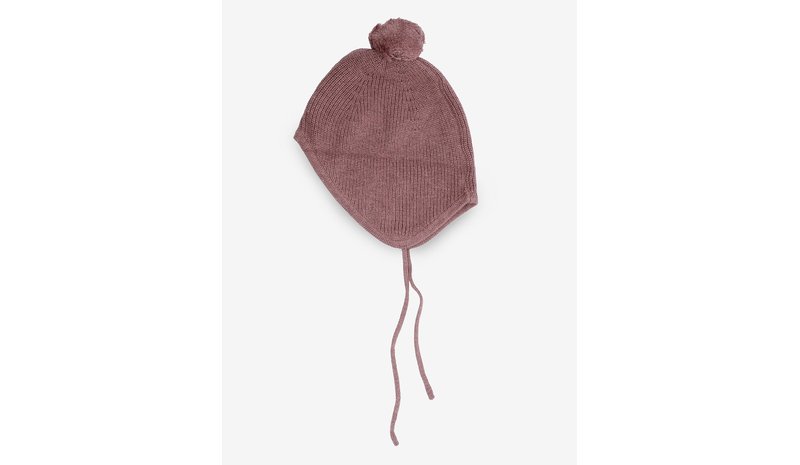 MANGO Pom Pom Cable-Knit Beanie - DARK RED - 62 – kuva 1/1