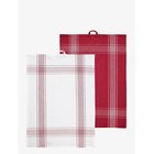 NOBLE HOUSE Kitchen Towel Ronja Recycled 2-P - RED/WHITE - 50X70 cm x 40
