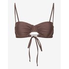 DROP OF MINDFULNESS Swim Ruched Bikini Top - SATIN COCONUT BROWN - XS