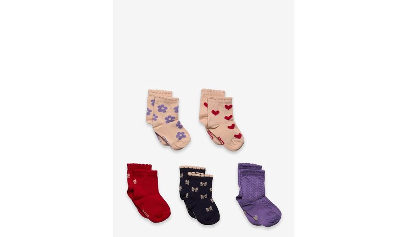 MINYMO Socks W. Pattern (5-Pack) - RED - 31\34 – kuva 1/1