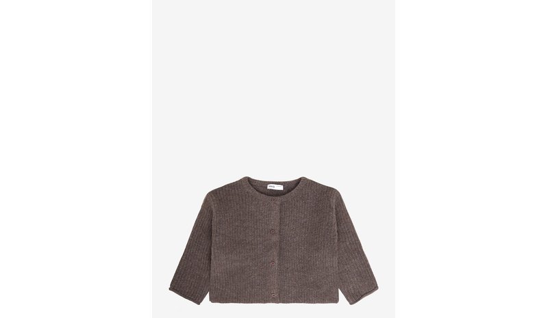 MANGO Ribbed Knitted Cardigan - BROWN - 86 – kuva 1/1