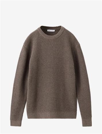 MANGO Structured Knitted Sweater - MEDIUM BROWN - 140 – kuva 1/1