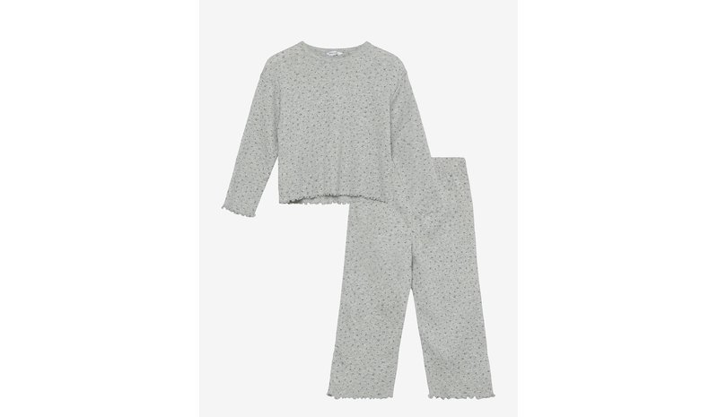 MANGO 100% Cotton Floral Full Pyjamas Set - MEDIUM GREY - 104 – kuva 1/1