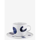 ALESSI Set Of Coffee Cup For Drip Brewing With Saucer In Porcelain Pattern Design S. Yunoki - WHITE/BLUE - H:8.5 cm