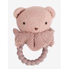 SMALLSTUFF Rattle, Bear Face On Silicone Ring, Soft Rose - SOFT ROSE - One Size