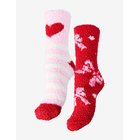 PIECES Pcjoy Fluffy Socks 2-Pack Bc Mxm - POMPEIAN RED - One Size