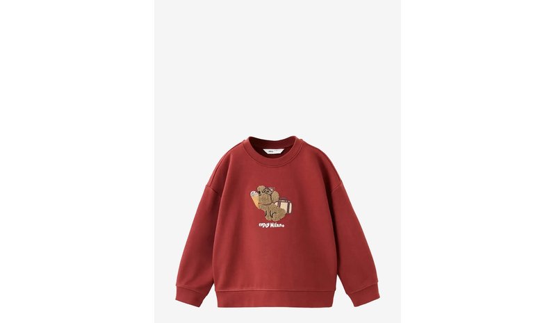 MANGO Oversized Sweatshirt With Embossed Pattern - DARK RED - 3-4 – kuva 1/1