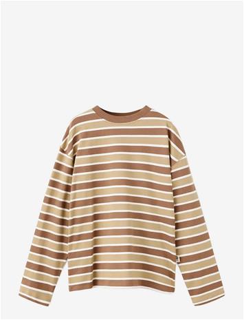 MANGO Striped Cotton T-Shirt - MEDIUM BROWN - 7-8 – kuva 1/1