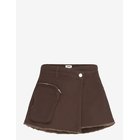 MONKI Asymmetric Cotton Twill Wrap Skort - BROWN DARK - 34