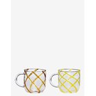 HÜBSCH Kiosk Glass Mugs Swirl Yellow (Set Of 2) - AMBER - 450 ml
