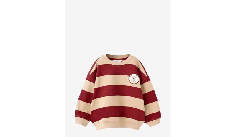 MANGO Striped Sweatshirt With Embroidered Patch - MEDIUM BROWN - 18-24M – kuva 1/1