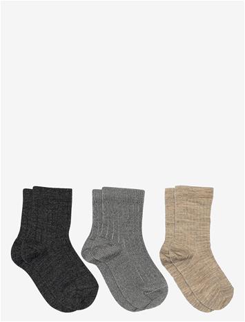 MP DENMARK Wool Rib Socks - 3-Pack - DARK GREY MELANGE - 33/36 – kuva 1/1