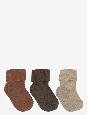 MP DENMARK Wool Rib Baby Socks - 3-Pack - PECAN PIE - 22/24 – kuva 1/1