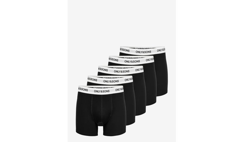 ONLY & SONS Onsfitz Solid Black Boxer 5-Pack - BLACK - L – kuva 1/1