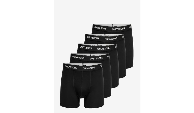 ONLY & SONS Onsfitz Solid Black Boxer 5-Pack - BLACK - XL