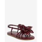 MANGO Embossed Flower Sandals - DARK RED - 31
