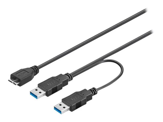 Pro USB 3.0 dual power SuperSpeed cable Black