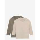 MINYMO T-Shirt Ls Loose Fit (2-Pack) - VETIVER - 128