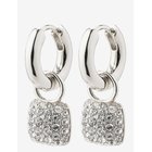 PILGRIM Cindy Crystal Hoop Earrings Silver-Plated - SILVER PLATED - One Size