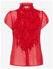 SAINT TROPEZ Liljasz Crinkle Ss Shirt - TRUE RED - M