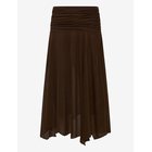 MANGO Asymmetric Chiffon Skirt - BROWN - L