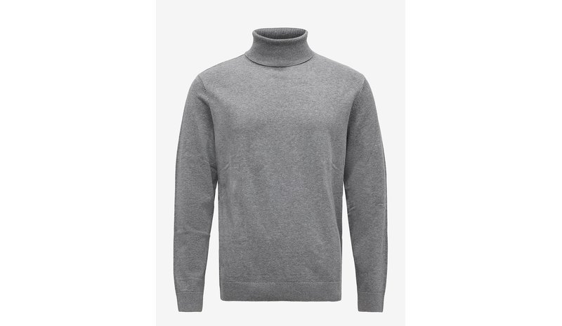 TOM TAILOR Basic Turtle Neck Knit - KNIT GREY MELANGE - M – kuva 1/1