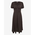 BUBBLEROOM Seersucker Midi Dress - DARK BROWN - S